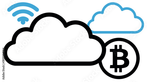 Cloud computing symbolizes the storage and transfer of digital currency, such as Bitcoin, over wireless networks.