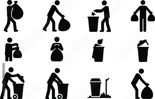 Take Out Rubbish Icon Set Trash Removal Icon Pack