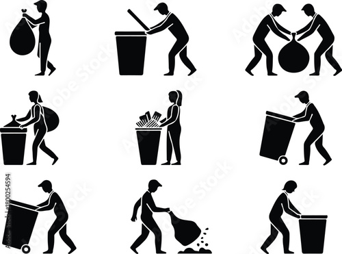 Take Out Rubbish Icon Set Trash Removal Icon Pack