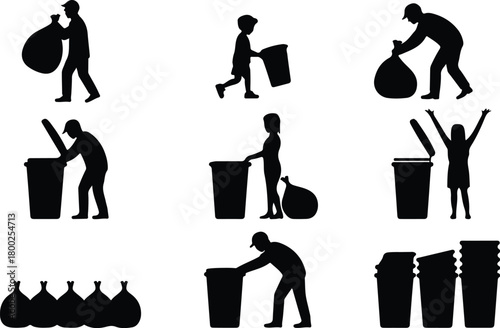 Take Out Rubbish Icon Set Trash Removal Icon Pack