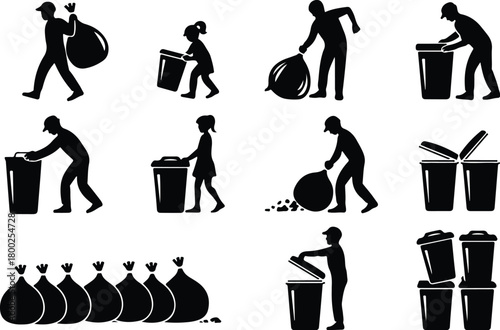 Take Out Rubbish Icon Set Trash Removal Icon Pack