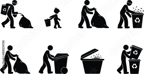 Take Out Rubbish Icon Set Trash Removal Icon Pack