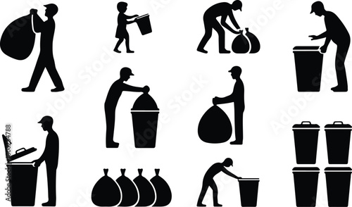 Take Out Rubbish Icon Set Trash Removal Icon Pack