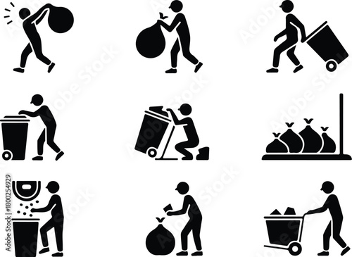 Take Out Rubbish Icon Set Trash Removal Icon Pack