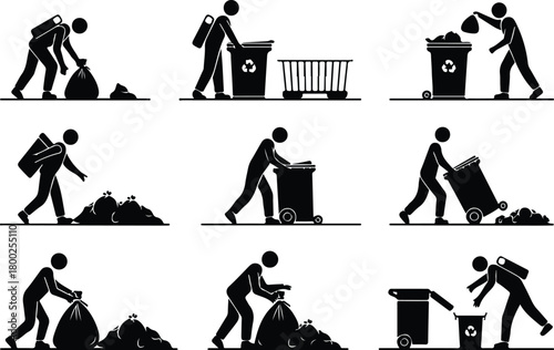 Take Out Rubbish Icon Set Trash Removal Icon Pack