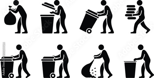 Take Out Rubbish Icon Set Trash Removal Icon Pack