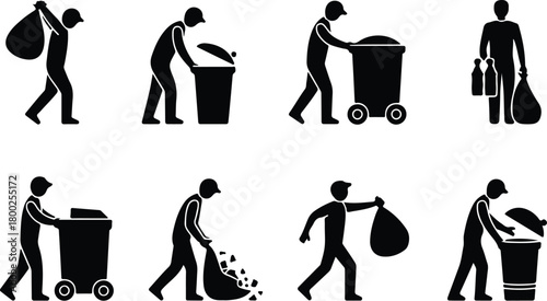 Take Out Rubbish Icon Set Trash Removal Icon Pack