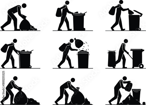 Take Out Rubbish Icon Set Trash Removal Icon Pack