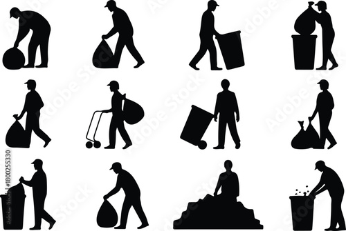 Take Out Rubbish Icon Set Trash Removal Icon Pack