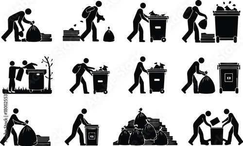 Take Out Rubbish Icon Set Trash Removal Icon Pack