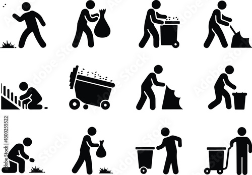 Take Out Rubbish Icon Set Trash Removal Icon Pack