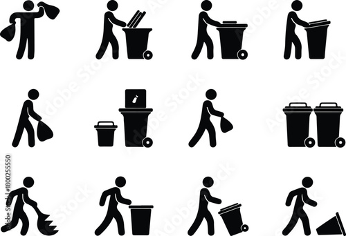 Take Out Rubbish Icon Set Trash Removal Icon Pack