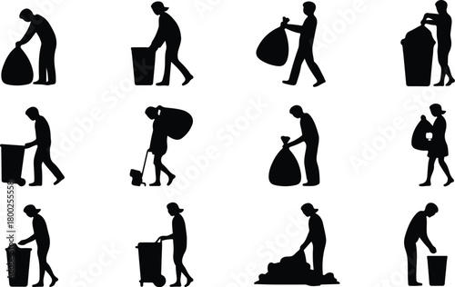 Take Out Rubbish Icon Set Trash Removal Icon Pack