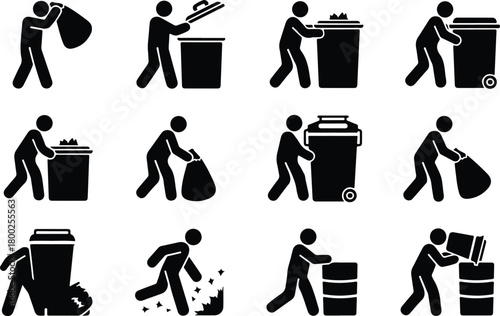 Take Out Rubbish Icon Set Trash Removal Icon Pack