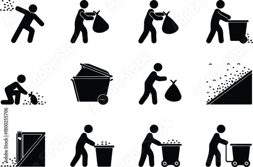 Take Out Rubbish Icon Set Trash Removal Icon Pack
