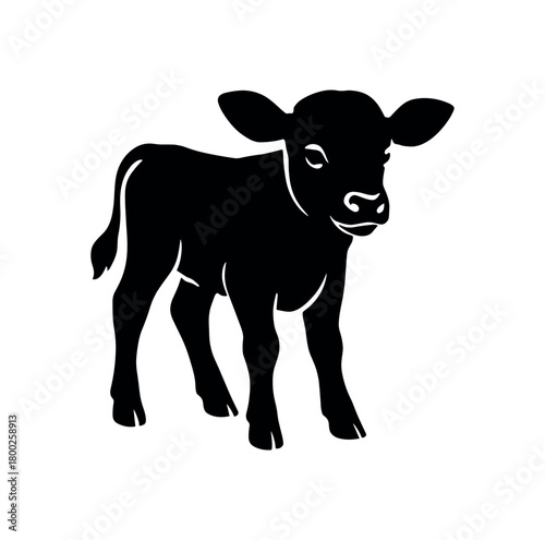 wild calf flat black solid vector illustration isolated on white background