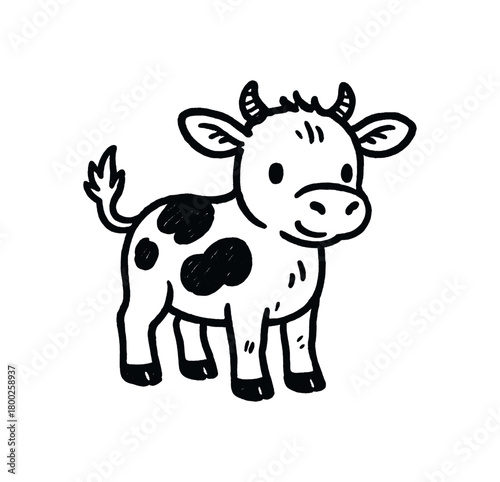 handdrawn cute doodle style wild calf vector line illustration