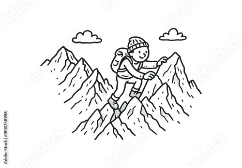 handdrawn cute doodle style ridge scramble vector line illustration