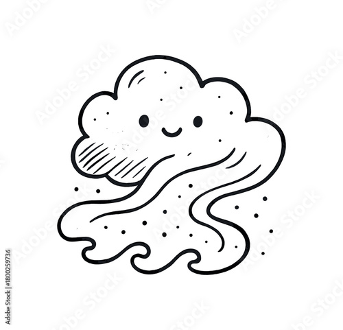 handdrawn cute doodle style ice fog veil vector line illustration