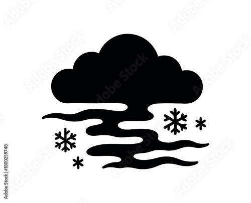 ice fog veil flat black solid vector illustration isolated on white background