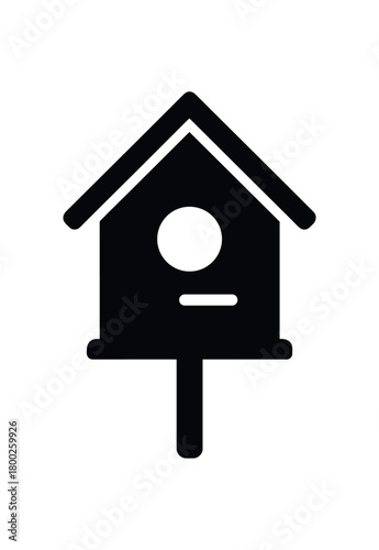 birdhouse flat black solid vector illustration isolated on white background