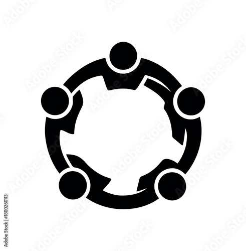 collective action ring flat black solid vector illustration isolated on white background