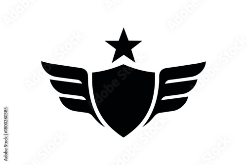 insignia flat black solid vector illustration isolated on white background