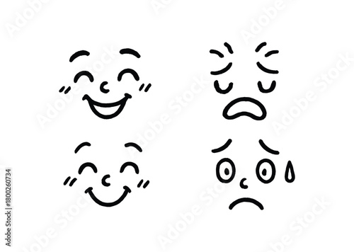 handdrawn cute doodle style expression vector line illustration