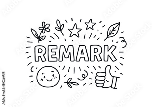 handdrawn cute doodle style remark vector line illustration