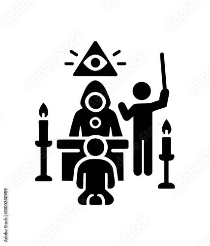 initiation flat black solid vector illustration isolated on white background