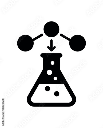 synthesis flat black solid vector illustration isolated on white background