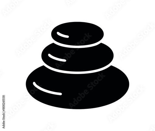 massage stones flat black solid vector illustration isolated on white background