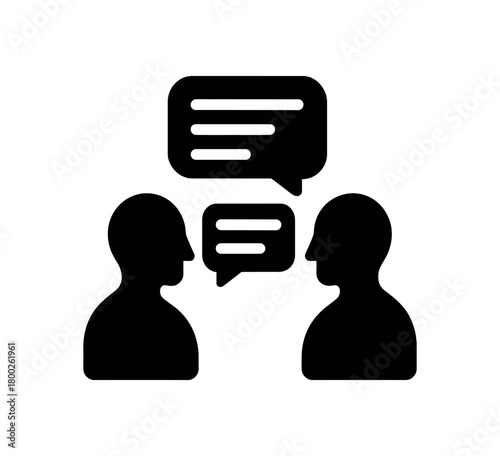 dialogue flat black solid vector illustration isolated on white background