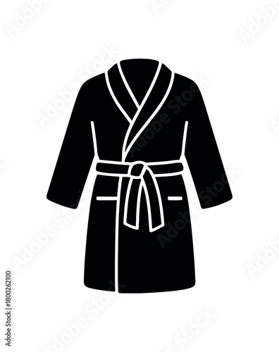 bathrobe flat black solid vector illustration isolated on white background