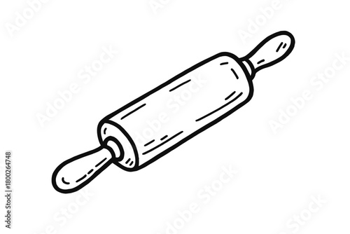 handdrawn cute doodle style rolling pin vector line illustration