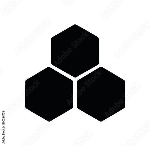 honeycomb flat black solid vector illustration isolated on white background