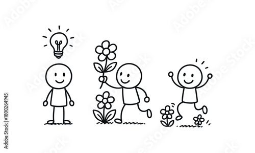 handdrawn cute doodle style sequence vector line illustration