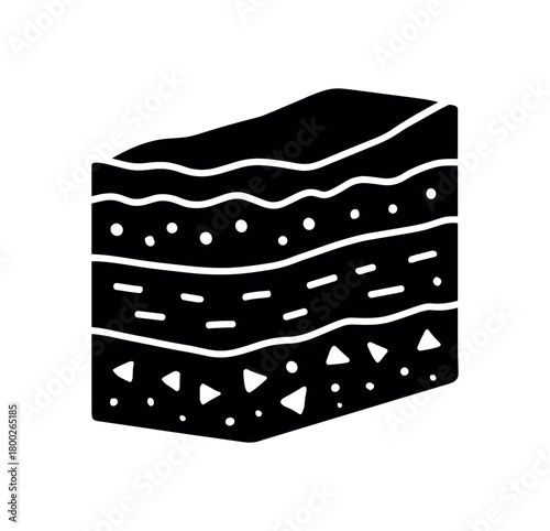 strata flat black solid vector illustration isolated on white background