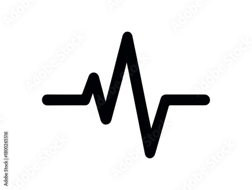 pulse flat black solid vector illustration isolated on white background