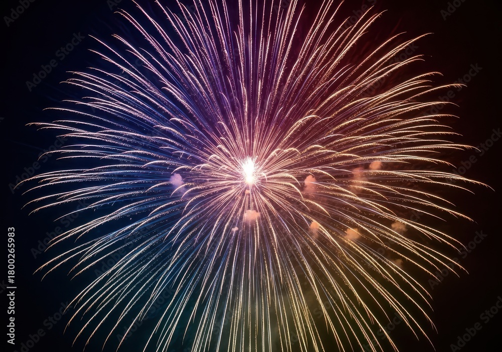 Obraz premium Stunning burst of vibrant fireworks illuminates the night sky with festive celebration and magical wonder