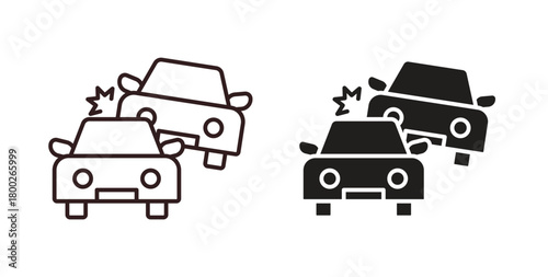 Accident icon with editable stroke. Thin Line and flat icons for UI designs