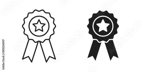 Accreditation icon with editable stroke. Thin Line and flat icons for UI designs