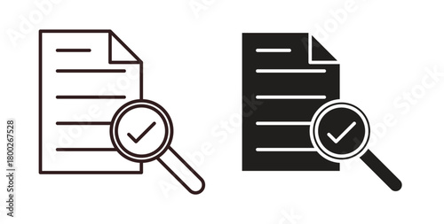 Audit icon with editable stroke. Thin Line and flat icons for UI designs