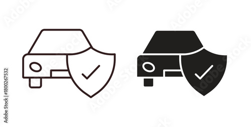 Auto insurance icon with editable stroke. Thin Line and flat icons for UI designs