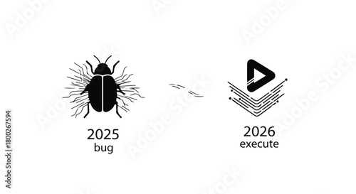 Transitioning from a technological bug to a successful execution plan, symbolizing problem-solving and progress.