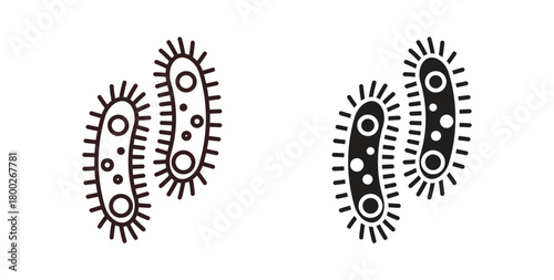 Bacteria icon with editable stroke. Thin Line and flat icons for UI designs