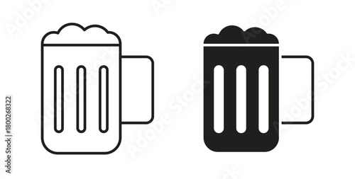 Beer mug icon with editable stroke. Thin Line and flat icons for UI designs