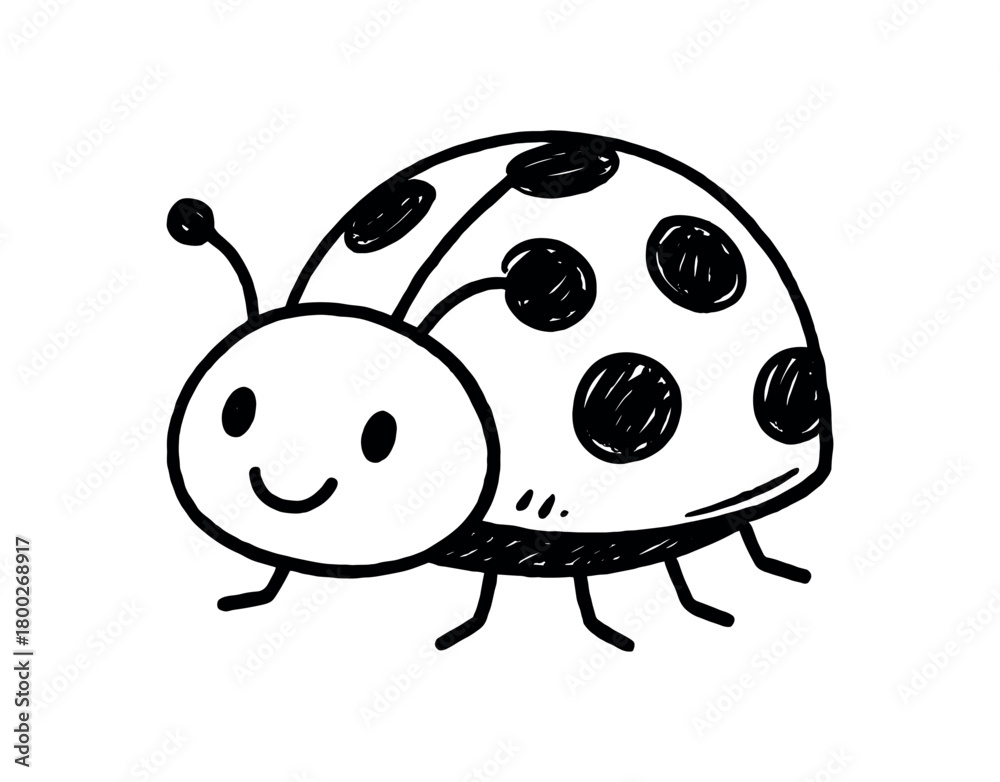 Obraz premium handdrawn cute doodle style ladybug vector line illustration
