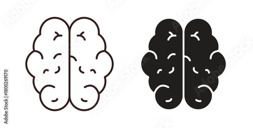 Brain icon with editable stroke. Thin Line and flat icons for UI designs
