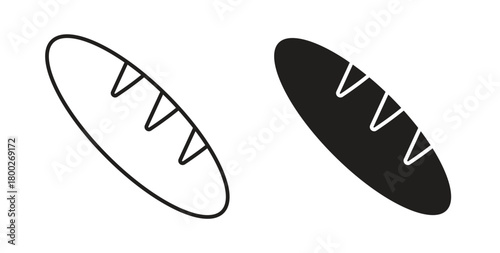 Bread loaf icon with editable stroke. Thin Line and flat icons for UI designs